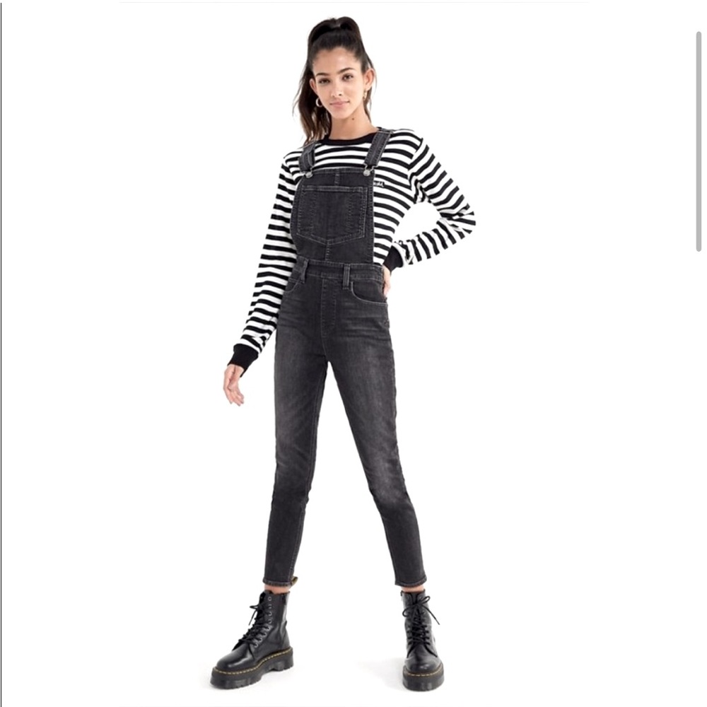 COPY - LEVI'S WOMEN SKINNY HI-RISE ANKLE STRETCH OVERALLS BLACK LAY OVER size 26